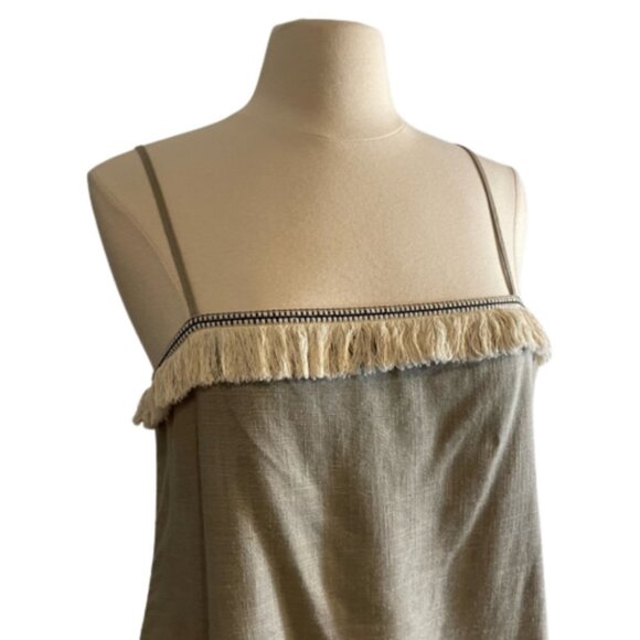 Lost in Lunar Linen Blend Tank/Cami with Fringe Size Medium - Picture 3 of 5